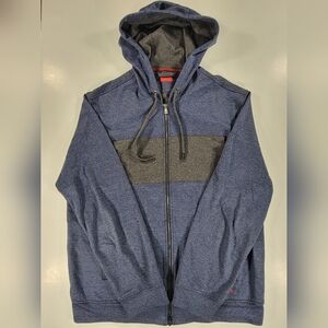 Isaia Napoli Full Zip Up Logo Track Hoodie Blue Gray XL Cotton Blend Sweatshirt